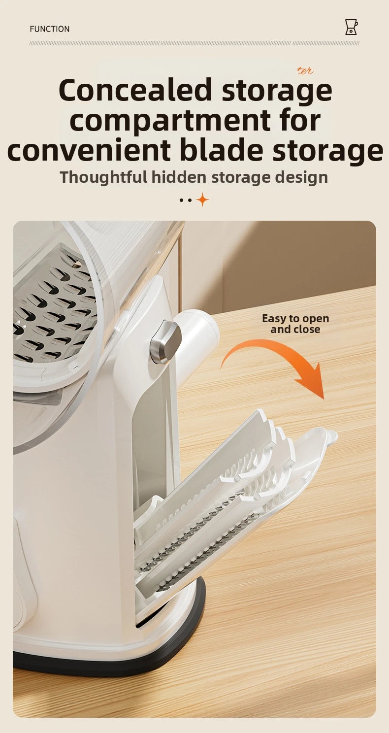 Household Manual Slicer, Stainless Steel Multi-Blade Design, Non-Slip Base, Portable And Easy To Clean, Kitchen Artifact