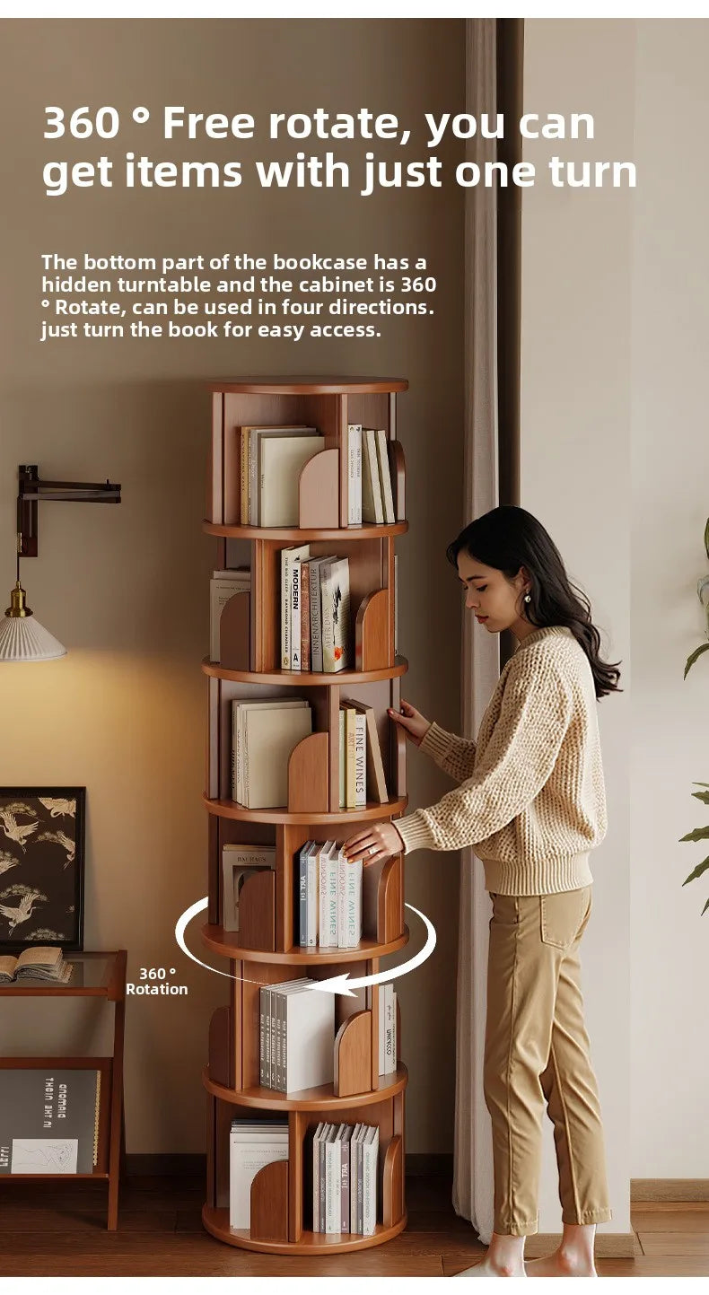 360 °   Bibliothèque rotative – Armoire de rangement mobile pour la maison et le salon