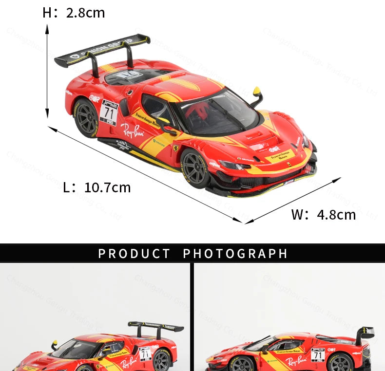 Bburago 1:43 Ferrari 296 GT3 Static Die Cast Vehicles Collectible Model Racing Car Toys