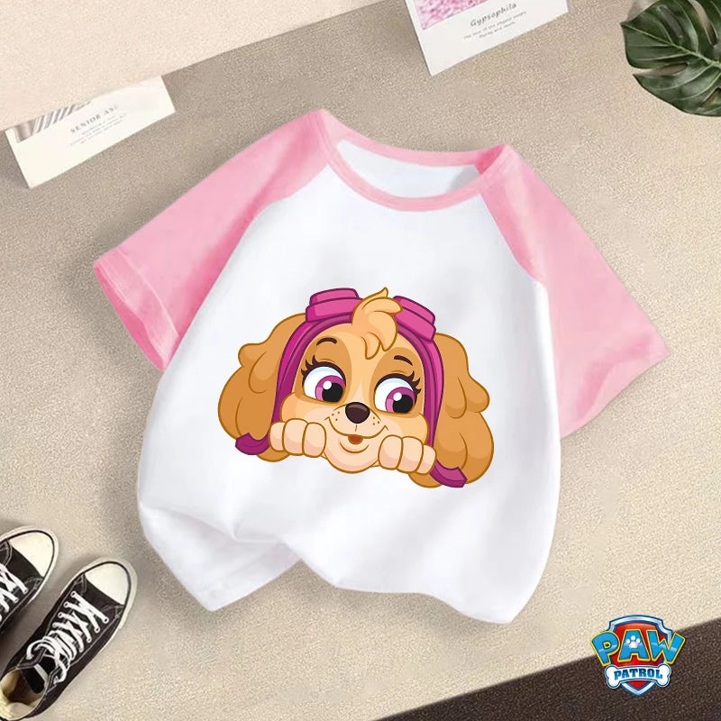 PAW Patrol T-shirt Children Clothing Chase Skye Cartoon Anime Short Sleeve Boy Girl Kawaii Fashion Tee Cute Kid Home Clothes Top
