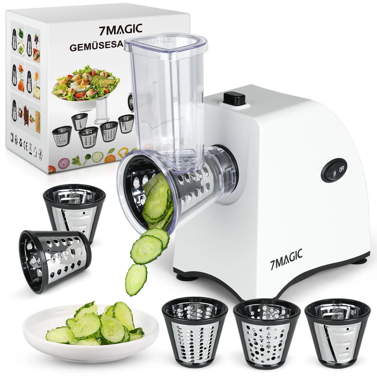 5 in 1 Electric Vegetable Cutter Shredder Automatic Salad Shooter Machine Cheese Grater Carrot Cabbage Slicer