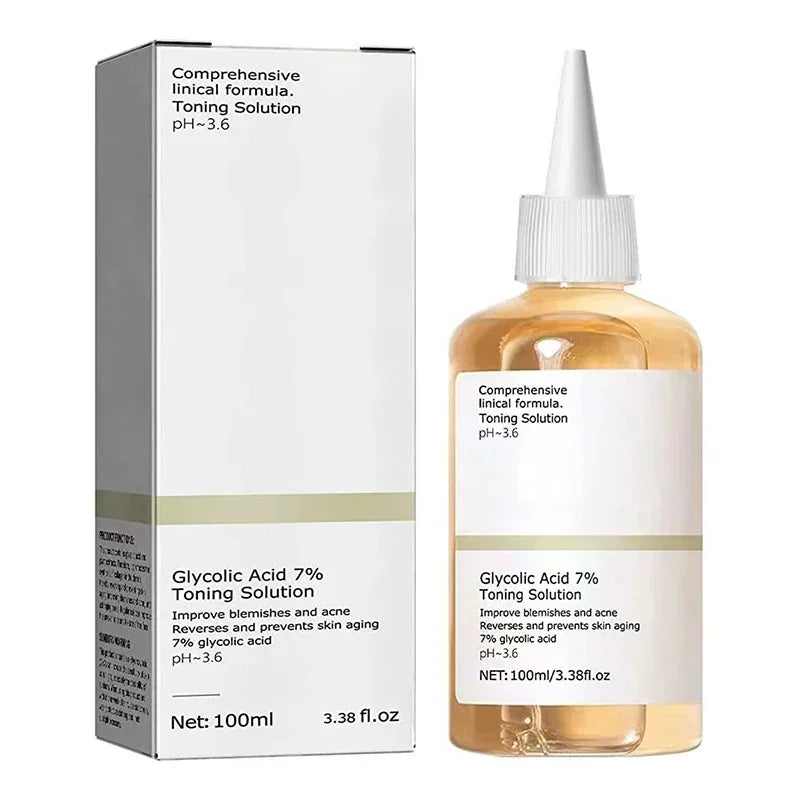 Glycolic Acid 7% Toning Facial Solution Skin Care Lighten Pore Glow Acid Toner Lifting Firming Wrinkles Dispelling Acne New