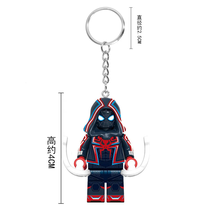 Marvel Spiderman Doll Universe Miles Gwen Cartoon Cute Building Blocks Assembled Toy Ornament Keychain School Bag Pendant Gift
