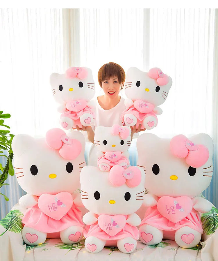 55cm Sanrio Hello Kitty Cat Plush Toys Cartoon KT Cat Plushie Doll Big Size Stuffed Anime Pillow Birthday Gifts For Kids Girls