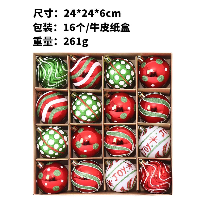 New Hot Christmas Decorations 16-Piece Grinch-Themed Painted Ornament Set Christmas Tree Decorations & Hanging Drop Ornaments