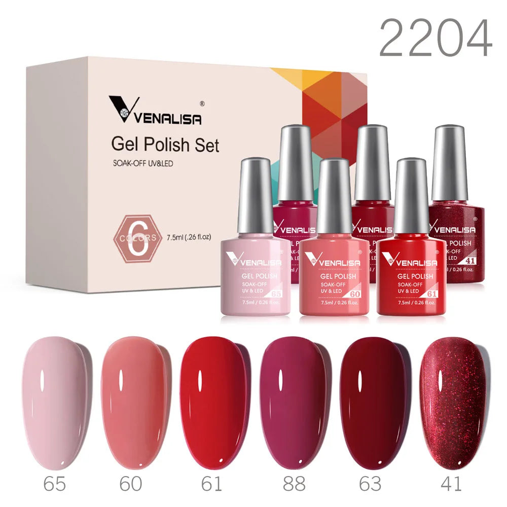 6pcs/kit VENALISA Collection de couleurs de Noël Ongles d’hiver