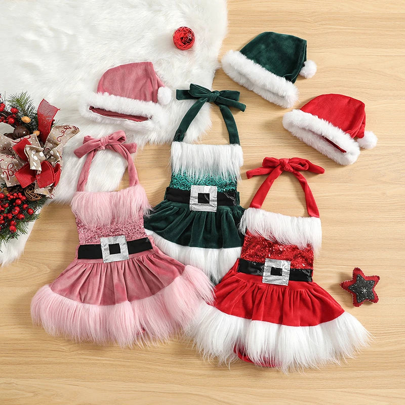 Toddler Baby Girls Christmas Dress Santa Claus Xmas Suit Baby Girl Christmas Outfit Princess Tulle Dresses