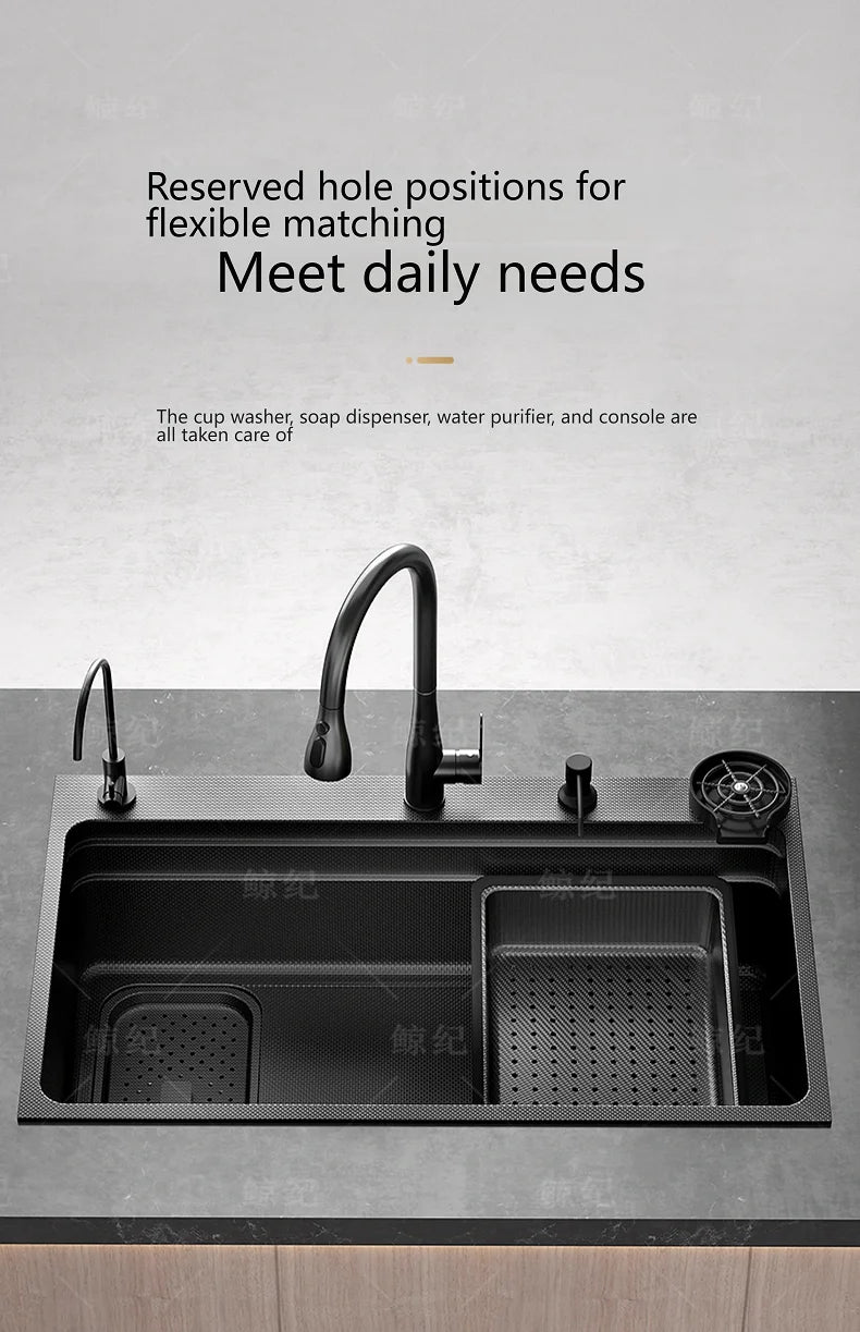 Stainless Steel Gray Kitchen Sink Multifunctional Stain and Scratch Resistant Large Single Slot Household Wash Cuisine Basin