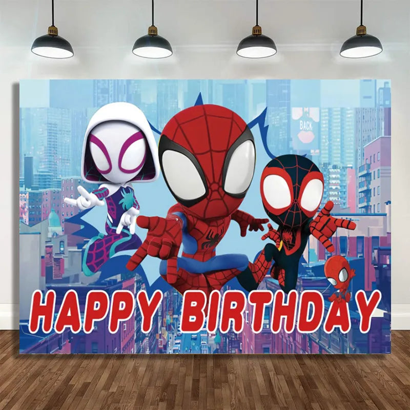Spidey And His Amazing Friends Photography Backgrounds Vinyl Cloth Photo Shootings Backdrops For Kid Birthday Party Photo Studio