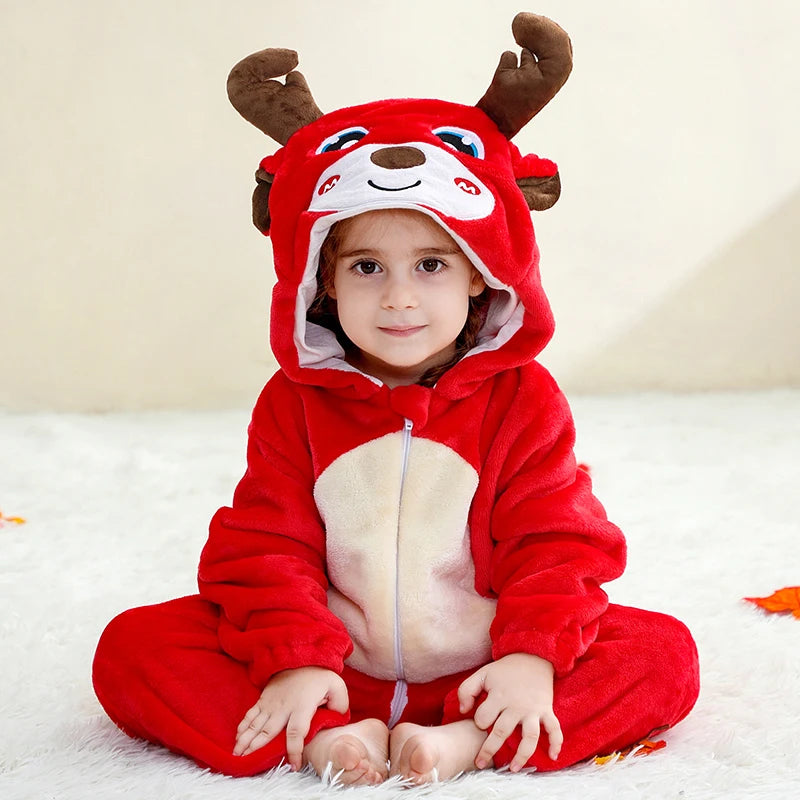 Winter Baby Rompers Baby Pijamas Halloween Ghost Bat Shark Deer Animal Cartoon Hooded Jumpsuits Cosplay Costume Boys Girl Pajama