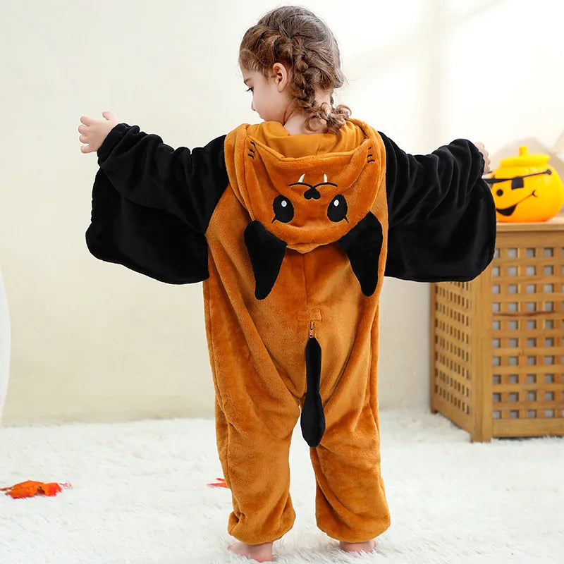 Winter Baby Rompers Baby Pijamas Halloween Ghost Bat Shark Deer Animal Cartoon Hooded Jumpsuits Cosplay Costume Boys Girl Pajama