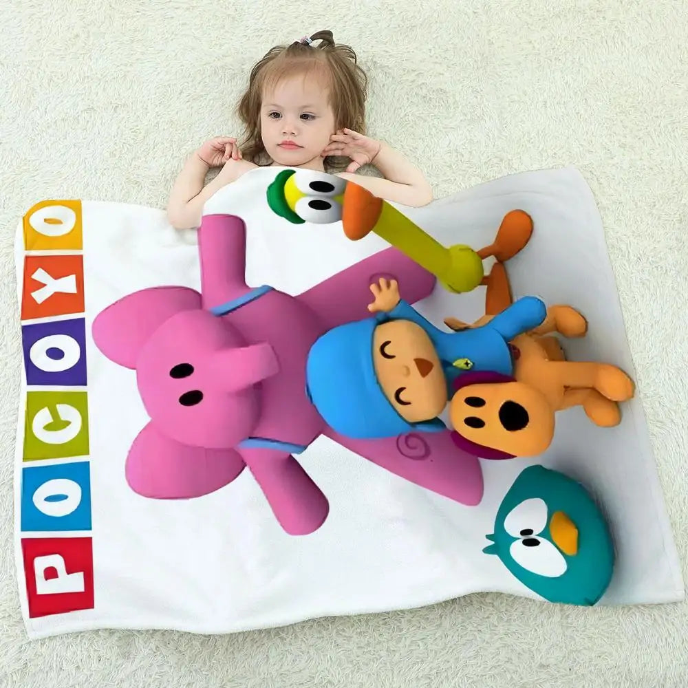 Plush Dolls P-POCOYO  Throw  Blanket Aesthetic Art Flannel Blanket Portable Home Travel Camping Sofa Picnic Thickening Flannel B