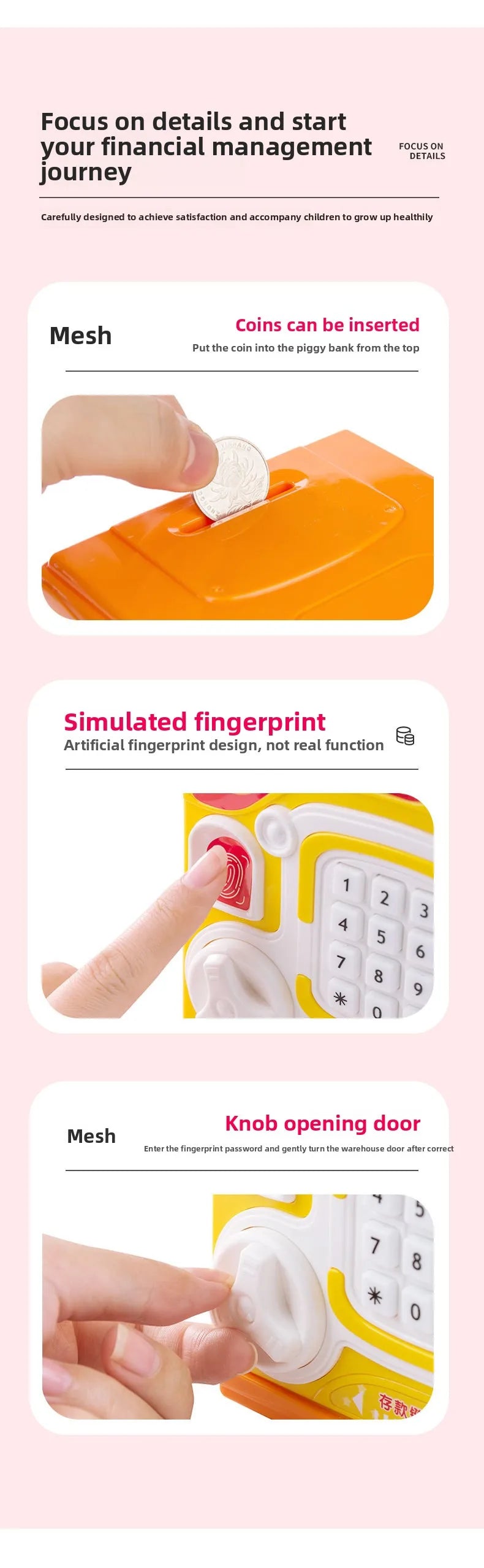 Children's Smart Mini Piggy Bank Voice Fingerprint Password Piggy Bank Boys and Girls Play House Toys