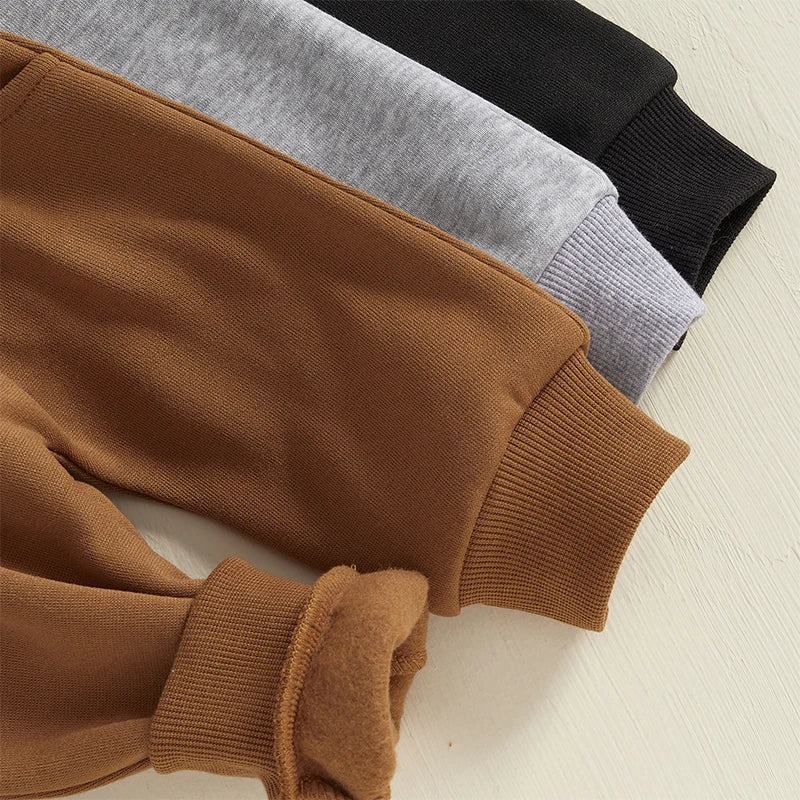 Toddler Baby Boys Sweatpants 3 Pack Solid Color Elastic Waist Trousers Bottoms Casual Pants Long Pants