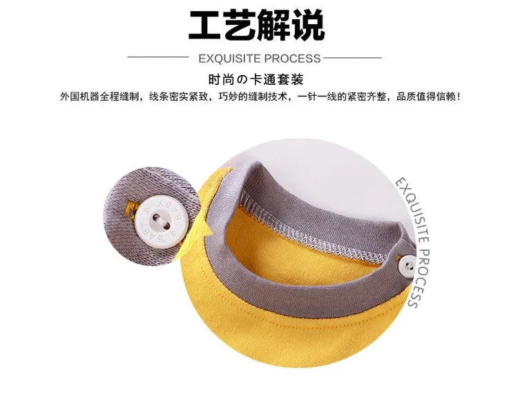 Baby Boys Clothes Sets cotton Bear Boys Girls Long Sleeve Top +Pants 2pcs Kids Clothes pajamas Suit