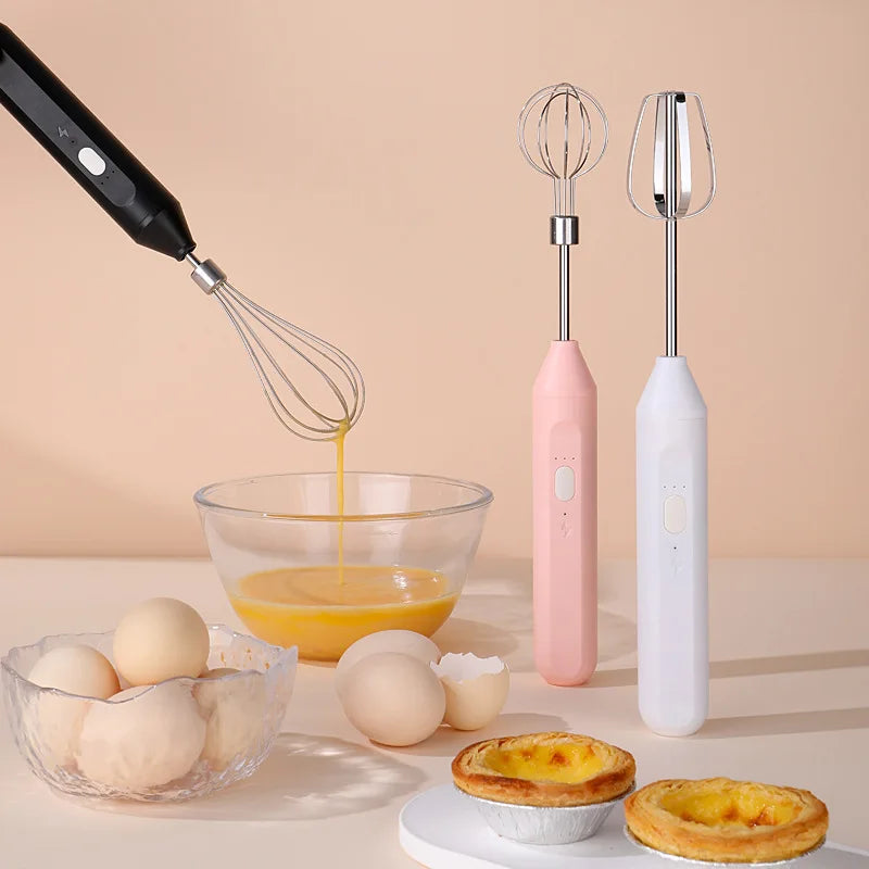 Cordless Multi-Use Whisk System | Compact Handheld Mixer with Milk Frother & Auto-Stirring for Baking, Coffee, and Cream