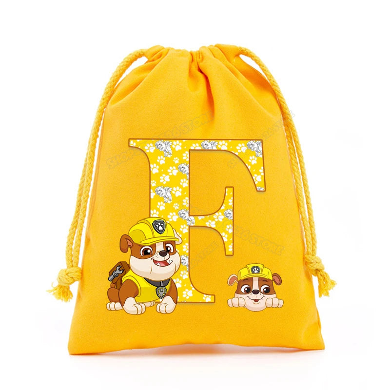 Paw Patrols Drawstring Storage Bag Rubble A-Z Letter Candy Gift Package Cartoon Key Pouch  Earphone Data Cable Dustproof Sacks