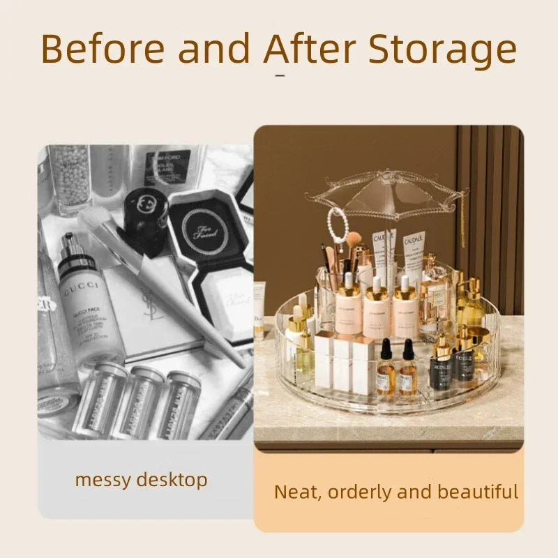 New Rotatable Cosmetic Organizer Storage Box Acrylic Transparent Skin Care and Make Up Desktop Organizers Cosmetic Storage