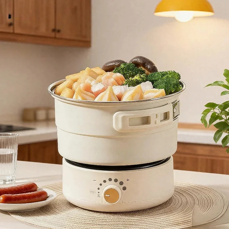 110V/220V Electric Cooker Portable Cooking Pot Foldable Hotpot 1.6L Multi cookers Split Type Rice Cooker Frying Pan Home Travel