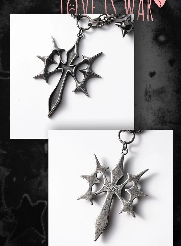 Original Punk Gothic Style Necklace City Main Style Retro Heavy Industry Cross Necklace Couple Trendy Accessories