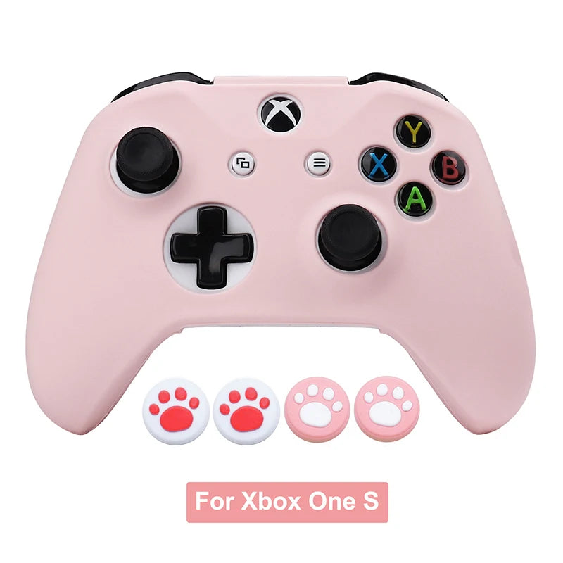 Pink Soft Silicone Protective Case For Xbox One S Controller Skin Gamepad Case Cover Games Accessories for XONES Joystick Cases