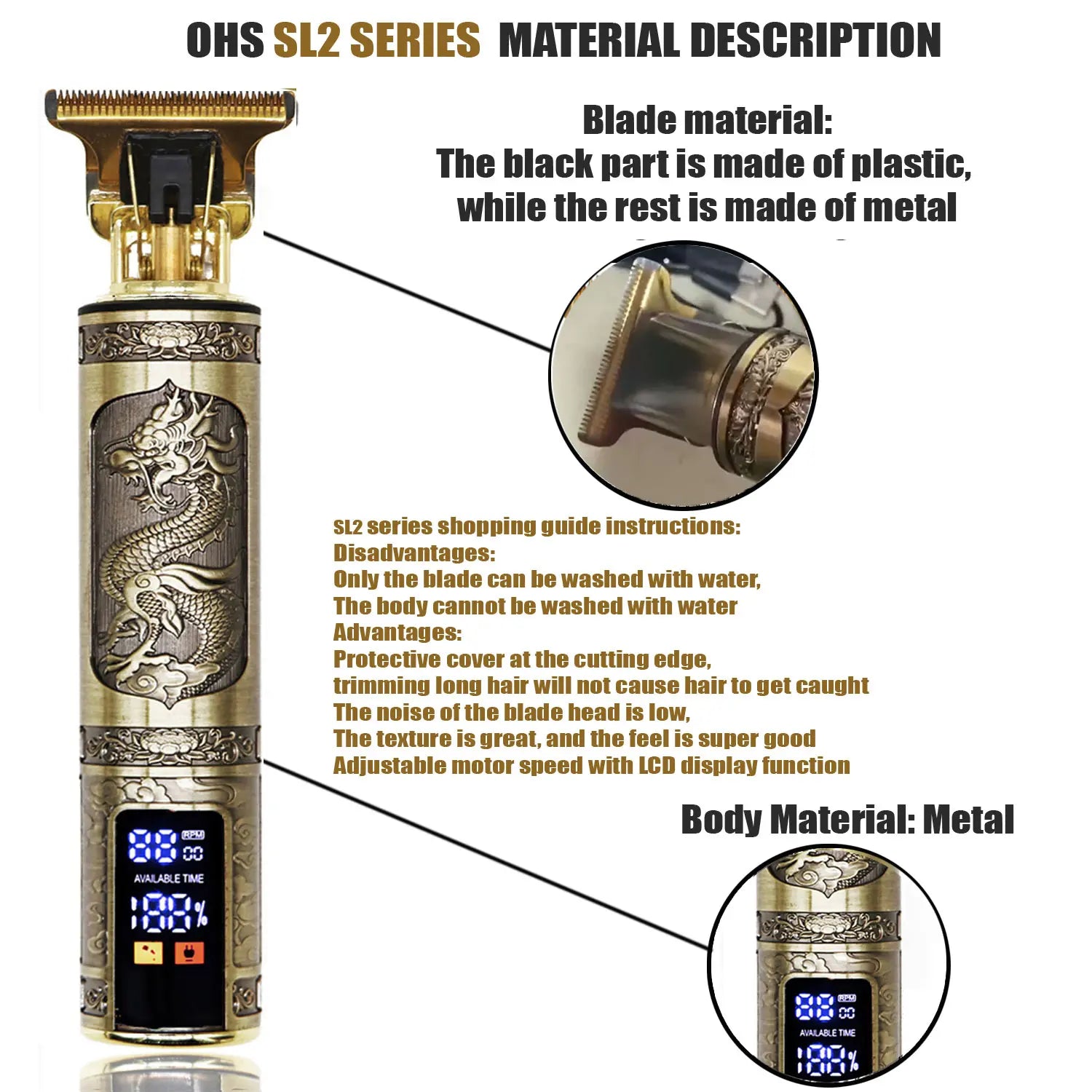 Tondeuse Dragon Vintage T9 professionnelles sans fil pour hommes