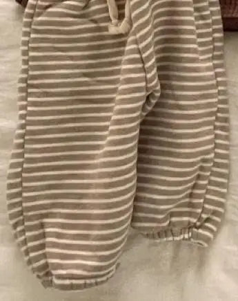 Autumn Winter Ins Infant Striped Plus Velvet Trousers Boy Baby Retro Fleece Thick Casual Pants Girl Children Warm Cotton Pants