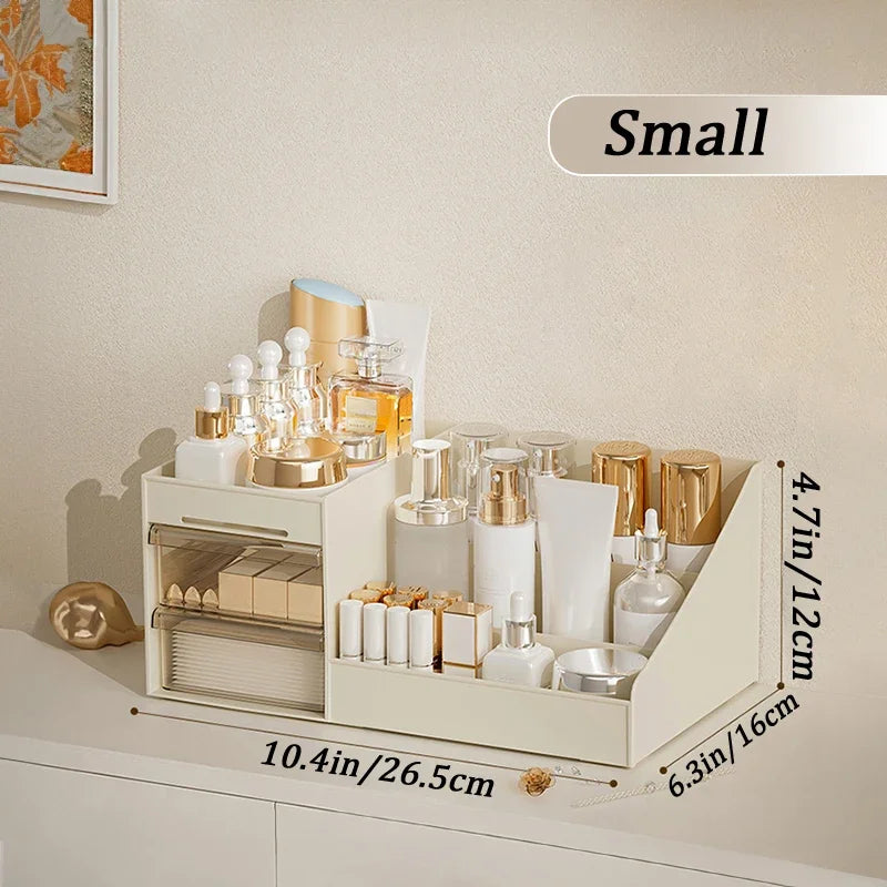 1PC Clear Cosmetic Organizer with Drawer Countertop Storage for Cosmetics Lotion Lipstick Ideal for Dressers Bathrooms