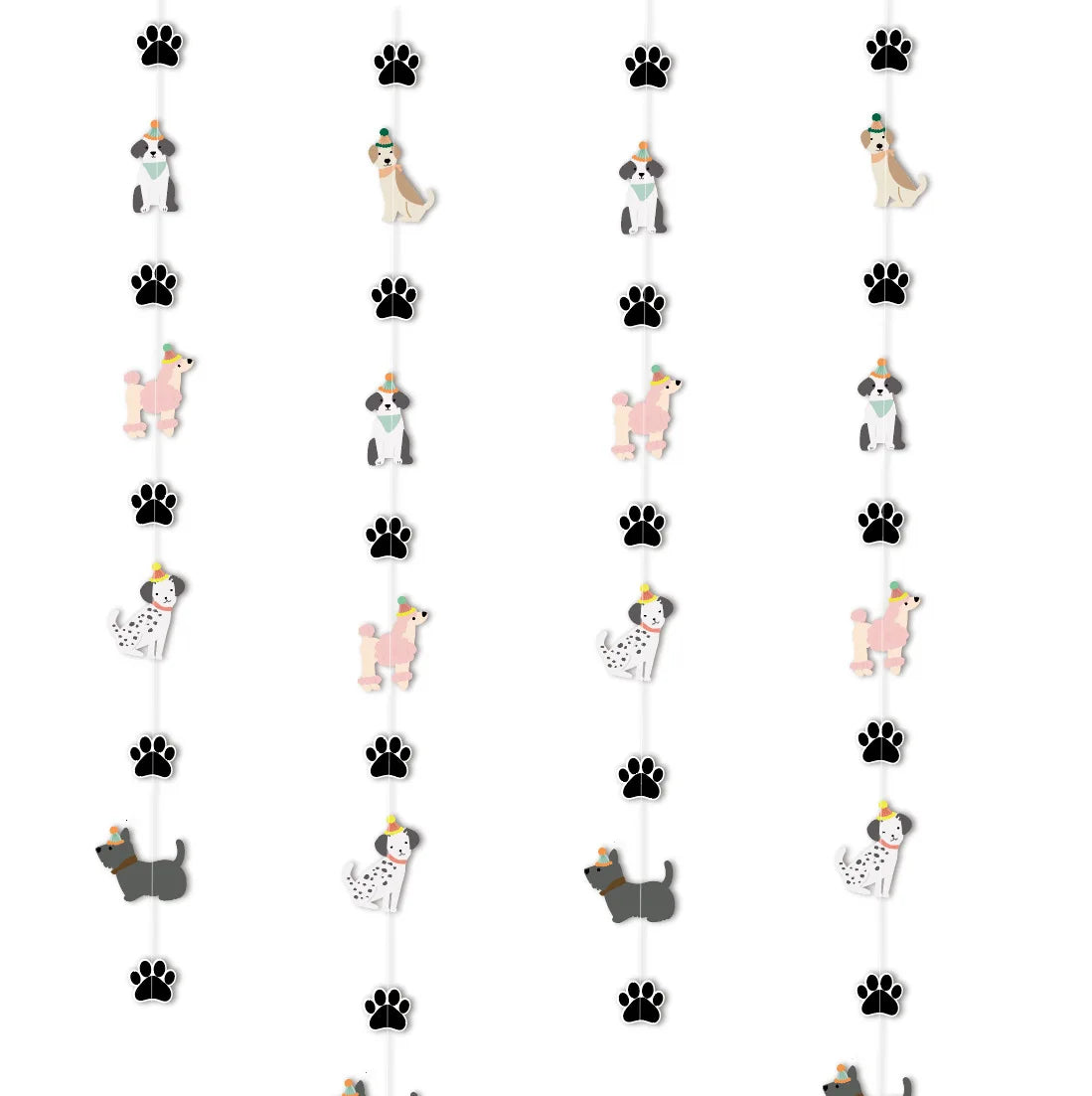 Pet Theme Decoration Cute Cartoon Dog Paw Print Garland Birthday Baby Shower Gift Giving Party Background Hanging Banner Prop