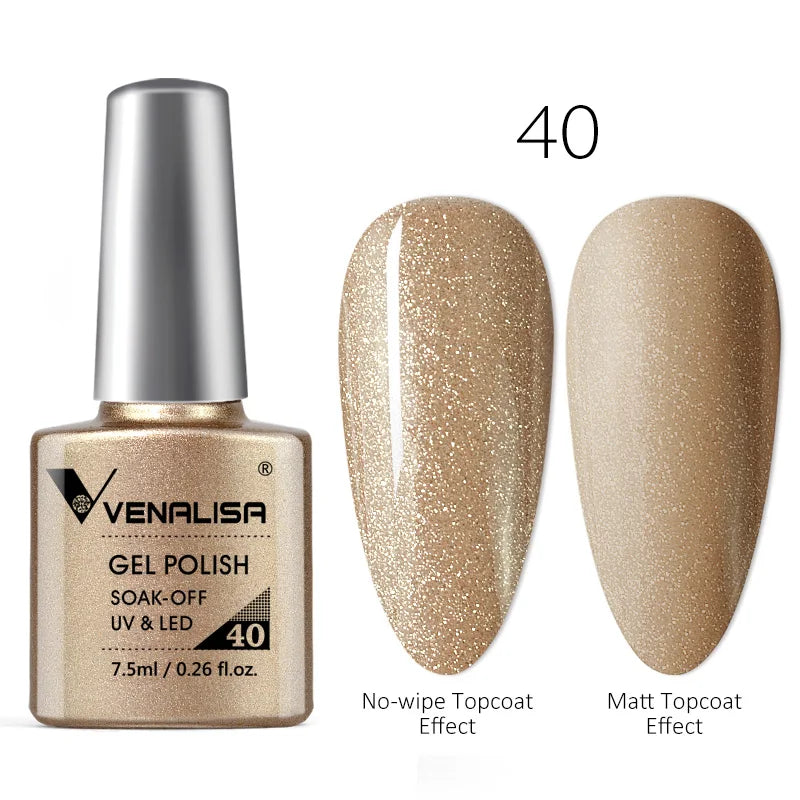VENALISA Nail Gel Polish Full Coverage Holographic Camouflage Nail Varnish Manicure Lacquer Polish Soak Off UV LED Lacquer 7.5ML