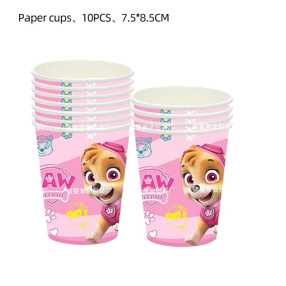 Paw Patrol Birthday Decoration Dogs Skye Disposable Set Tableware Plate Cup Tablecloth Skye Baby Shower Kids Girls Party Supplie