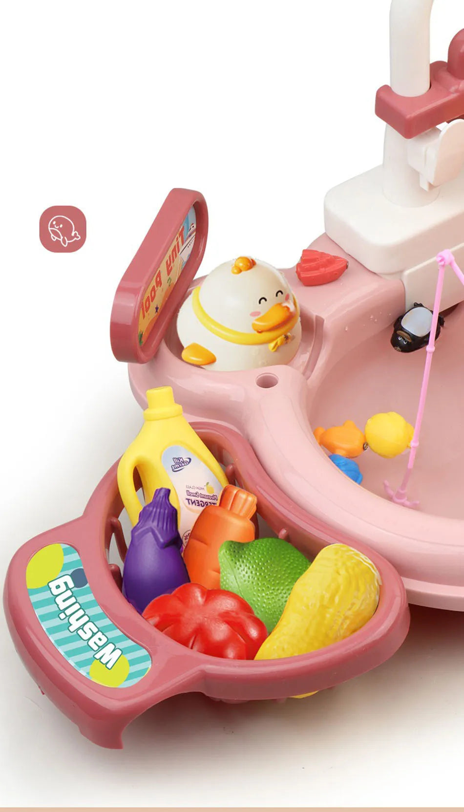 Kids Kitchen Sink Toys Electric Dishwasher Playing Toy With Running Water Pretend Play Food Fishing Toy Role Playing Girls Gift