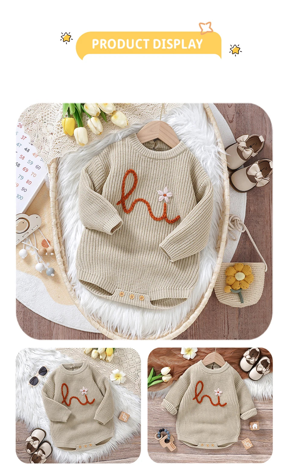 Infant Baby Girl Knitting Bodysuits Clothes 0-18m Spring Autumn Winter Newborn O Neck Long Sleeves Onesie Outfits Child Costumes