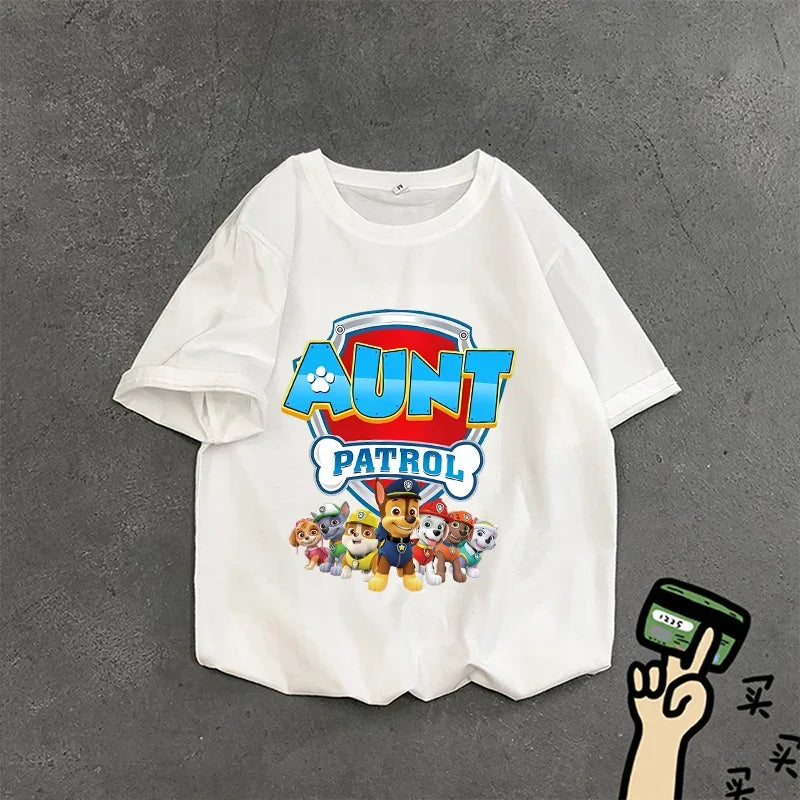 Paw Patrol Summer Tops Cotton T-shirt White Shirt Print Women Cartoons Fashion Black Clothes Man Adult Tee Short Sleeve Clothing