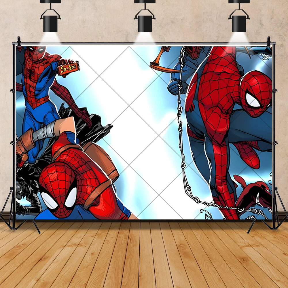 Marvel Kid Spidey And His Amazing Friends Photography Background Custom SpiderMan Boy Birthday Party Baby Shower Decor Poster