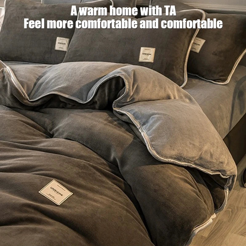 Winter New Coral Velvet Warm Quilt  Cover Soft Plush Quilt Cover Flannel Duvet Cover Bedding Home housse de couette 이불커버