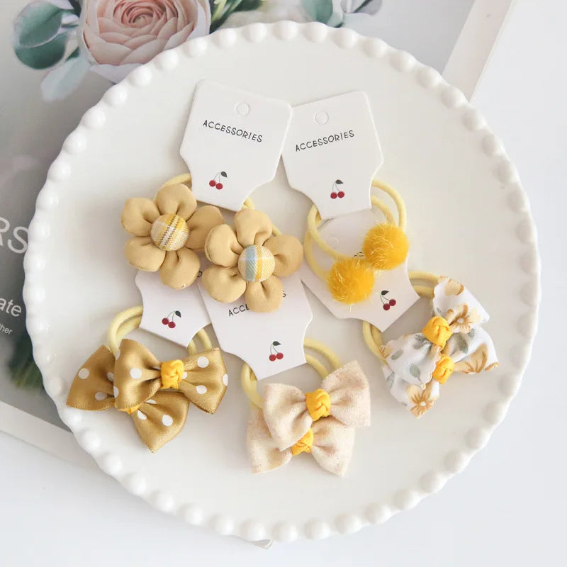 Elastic Hair Bow for Children, Children's Headwear, Hair Accessories for Girls, Cute Hair ties, Lovely Hair Rope, 10Pcs per Lot