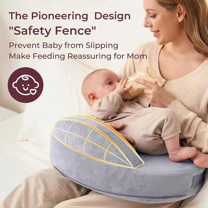 Ergonomic Memory Foam Nursing Pillow Breastfeeding Newborn Feeding Pillow Nursing Waist Support for Holding Baby Removable Cover