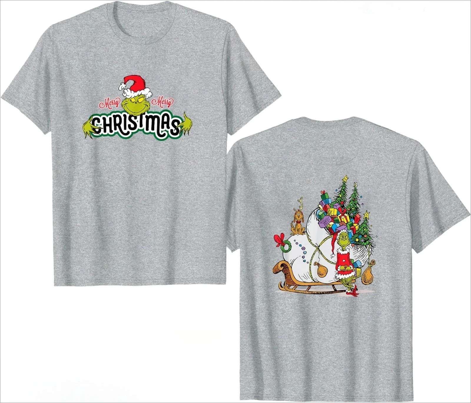 2025 Grinch Hugs Christmas Sleigh TShirt - Multicolors Size S-4XL High-end Luxury Is for Both Men and Women Top Y2k Summer
