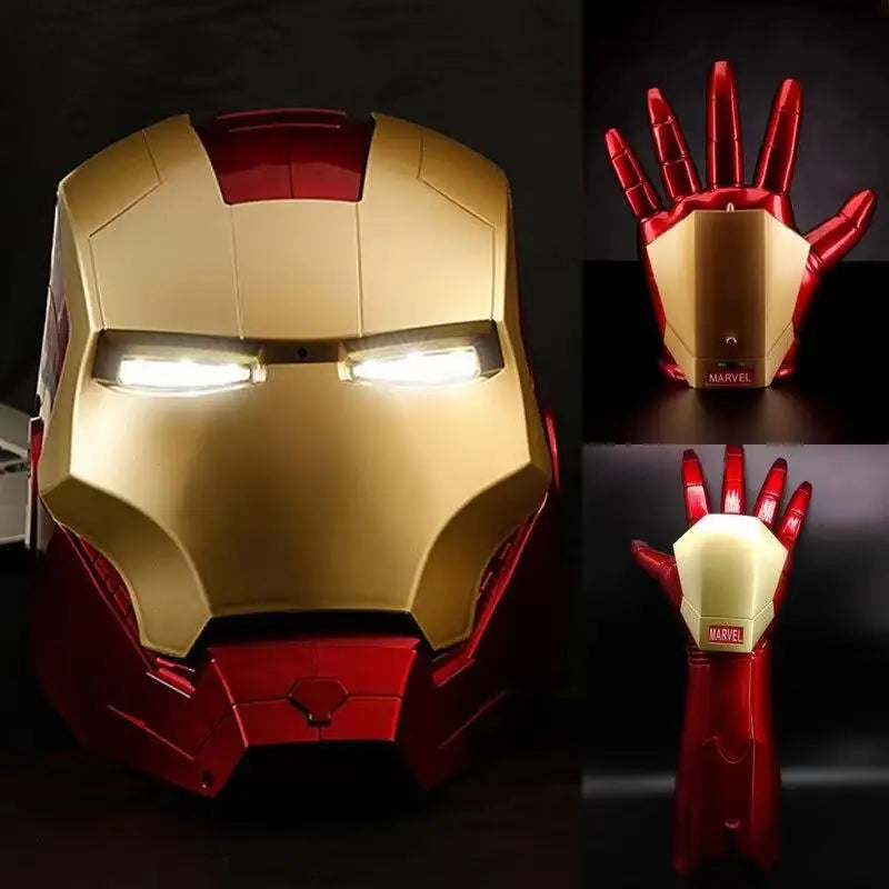 Marvel Iron Man Helmet Mk Jarvis Wearable Automatic Opening And Closing Hood Deformable Luminous Hood Mechanical Arm Toy Gifts