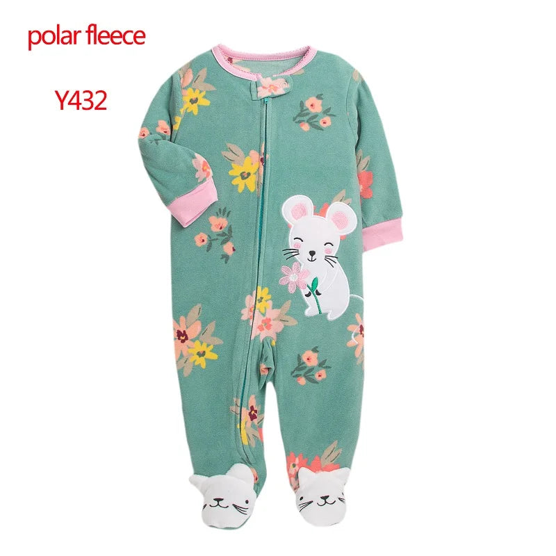 Newborn Baby Boy Girl Overalls Spring Autumn Polar Fleece Infant Baby Boy Romper Cute Animal Toddler Girl Pajamas
