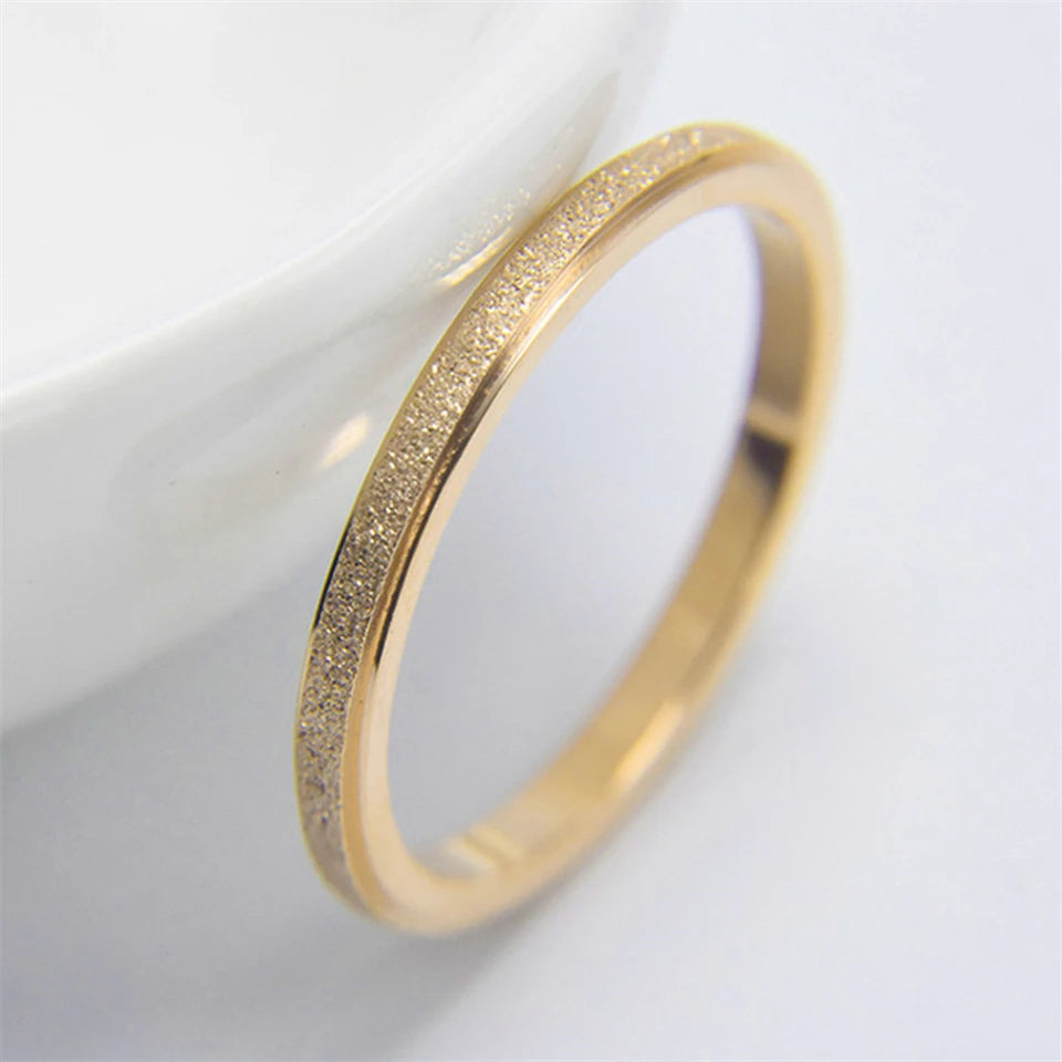 eManco Minimalist Personalized Frosted Stainless steel Women's ring Gold Color/Silver Color 2/3/5MM Wide Gold Girl Jewelry