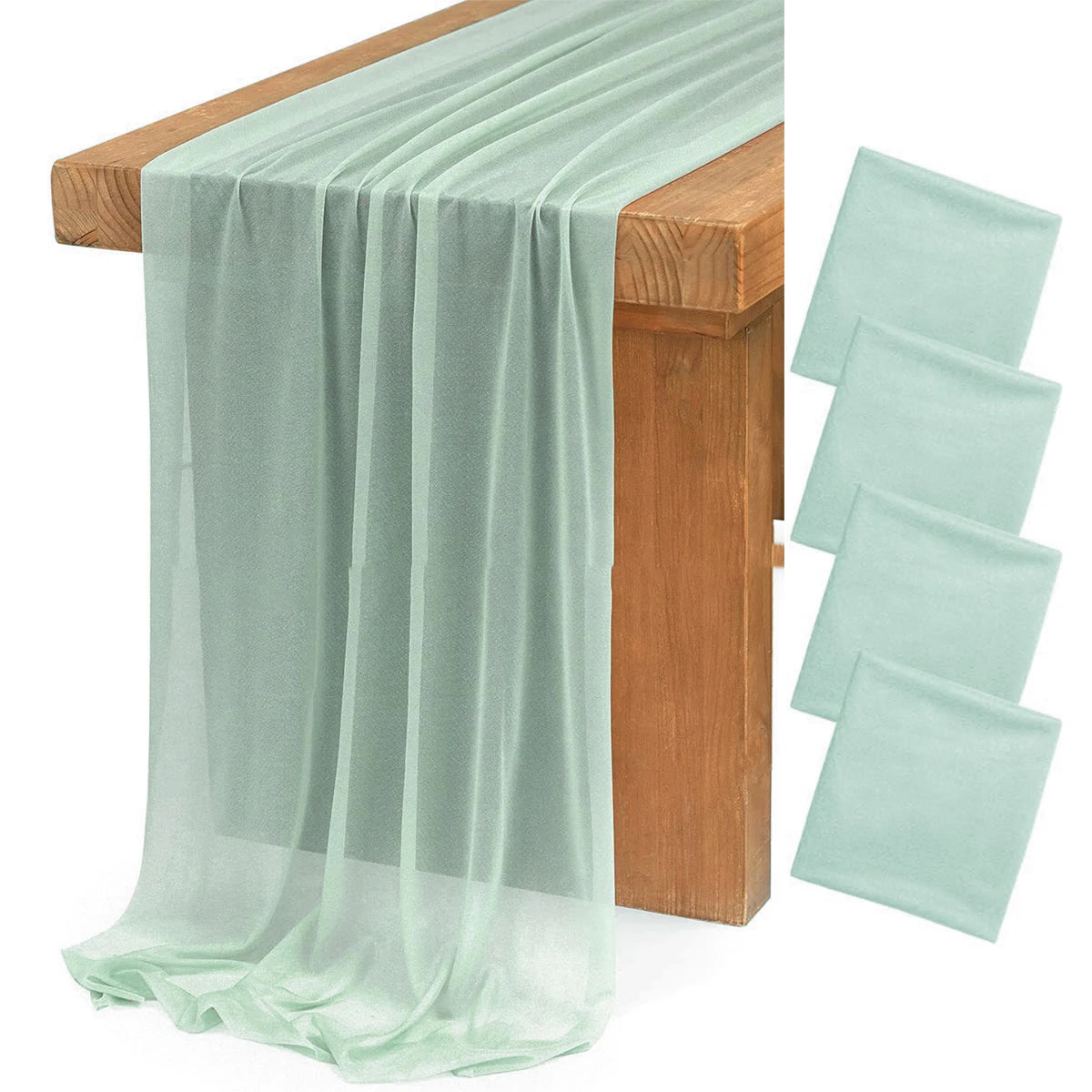 4PCS Purple Table Runner Chiffon Table Setting Semi-Sheer Dining Wedding Party Christmas Banquets Arches Cake Decor