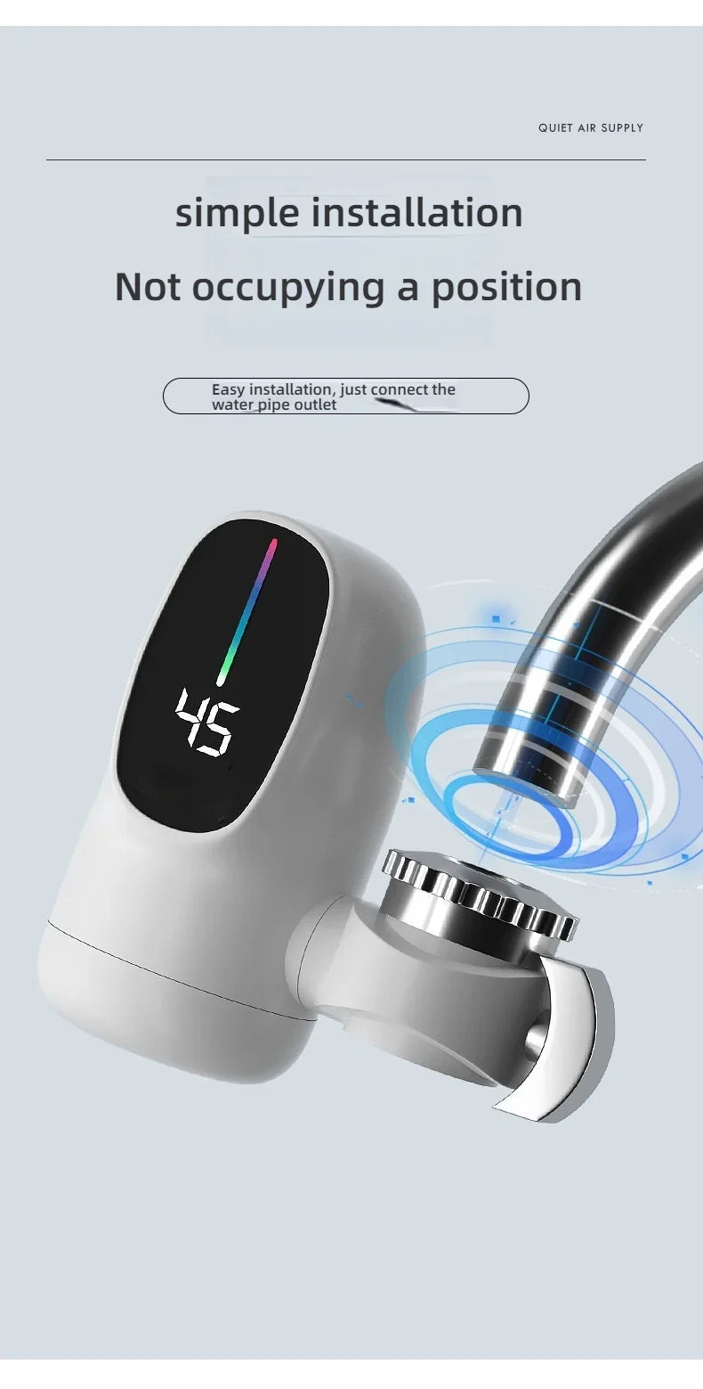3000W Instant Hot Water Heater Faucet Electric Tankless for Kitchen Fast Heating Tap with Temperature Display