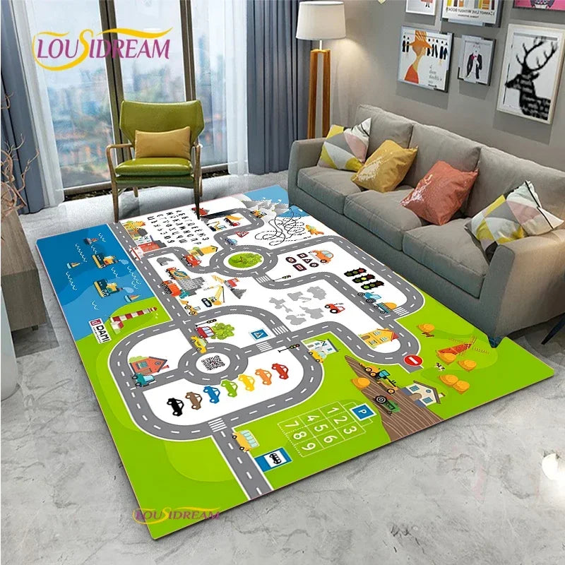 Alfombra Road Traffic Rout Map Carpet Living Room Sofa Coffee Table Bedroom Rugs Kitchen Kid Play Anti-slip floor Mat Home Decor