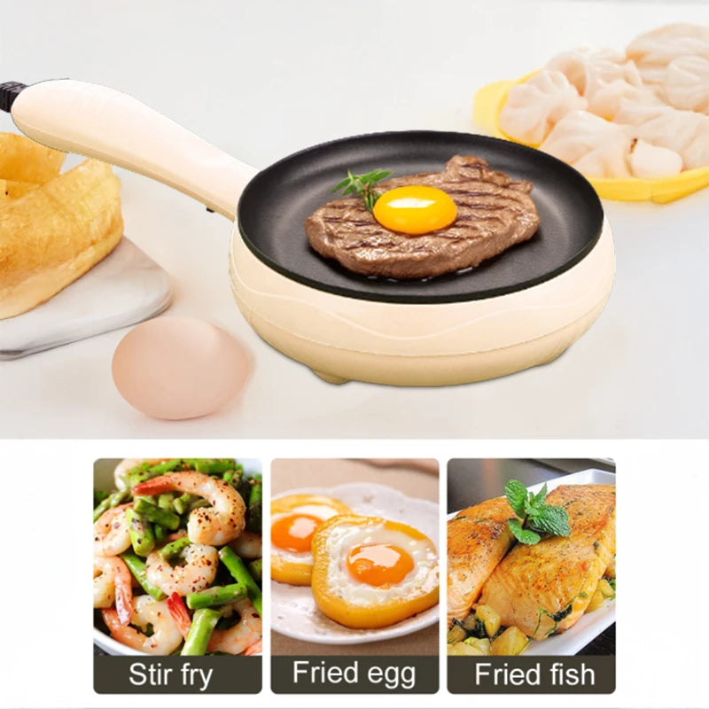 UK/US/EU Countertop Non-Stick Electric Egg and Steak Cooker with Automatic Power Off for Home Breakfast Comes with Wooden Shovel
