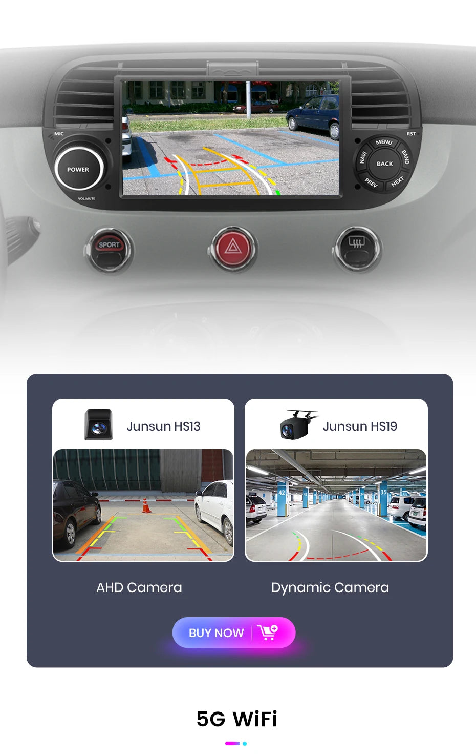 Junsun Android13 Car Radio For FIAT 500 500C Abarth 2007-2015 Car Smart Systems For Apple Carplay FM GPS SWC BT