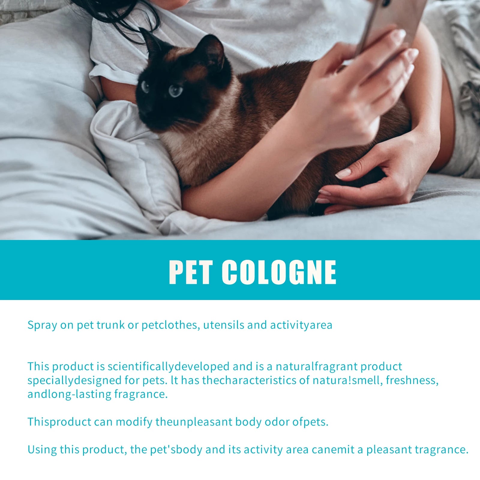 100 Ml Pet Deodorizing Perfume Spray, Cats & Dogs Eliminating Odors Natural Long-Lasting Fragrance ( Lemon, Orange And Lavender)