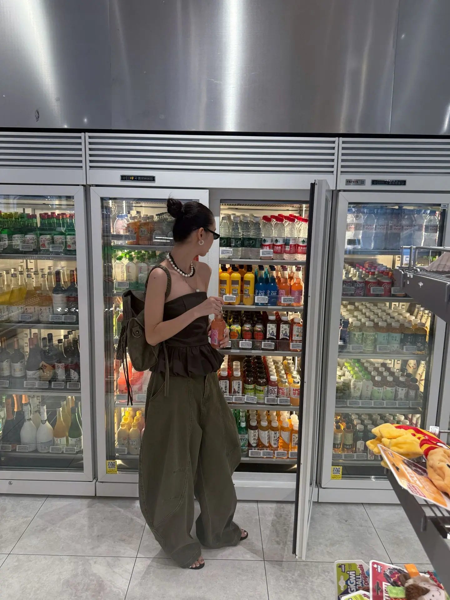 DEAT Fashion Splicing Silhouette Curved Jeans Women's High Waist Loose Wide Leg Denim Pants Autumn New 7A1005