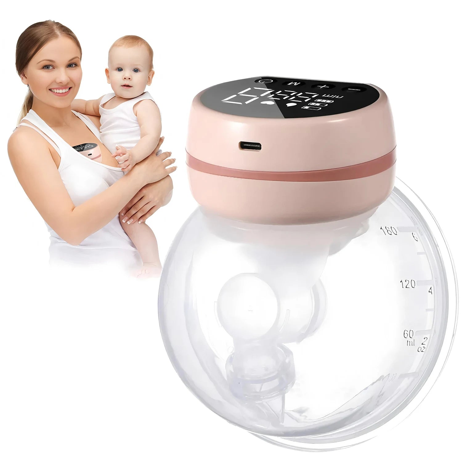 Electric Wearable Breast Pump - 9 Levels & 3 Modes, Hands-Free BPA-Free LCD Display, Painless Wireless Breastfeeding for Moms